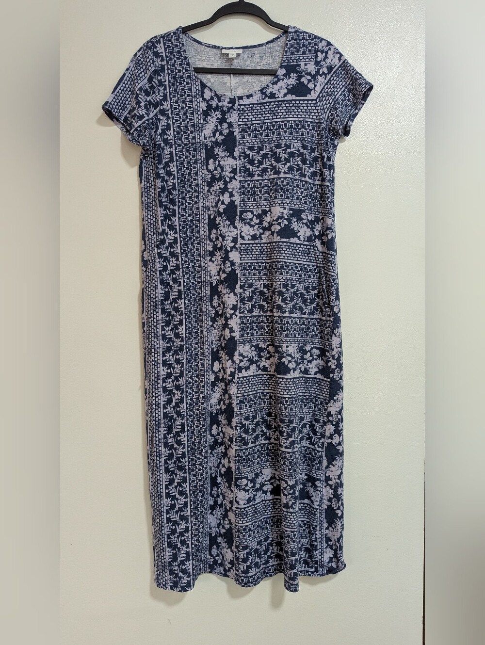 J. Jill Pure Jill Size Small Blue Mixed Print Cotton Modal Dress with Pockets